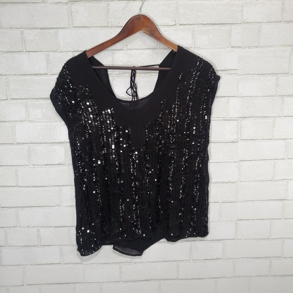 ana sequin short sleeve blouse